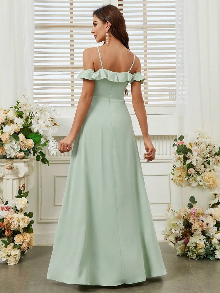 Saint Patrick Day Peppermint Green Camisole Peplum Neckline Embellished Cutout Shoulder A Swing Patchwork Peplum Embellished Flowy Bottom Bridesmaid