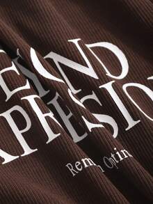 DAZY Của phụ nữ In thư Ống xâu dây Tỉa cành Đồ trang trí Vòng cổ Gầy Tay áo dài Áo thun - Cà phê nâu - Xem 6