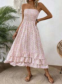 SHEIN Clasi Women'S Floral Print Strapless Dress - Multicolor - View 5