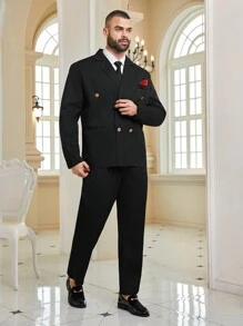 Manfinity Mode Men Plus Slim Fit Double-Breasted Suit Set