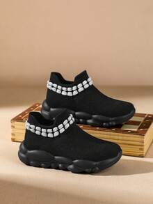 Girls' Comfortable, Fashionable, Breathable, Lightweight, Casual Athletic Shoes For Spring/Summer - Black - View 5