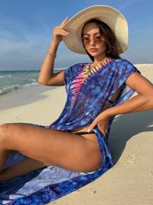 SHEIN Swim 夏季女式宽松全印花开衫嘉年华 - 彩色 - 查看 5