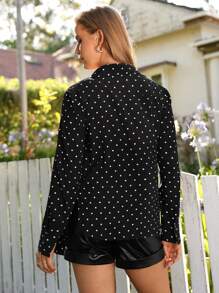 SHEIN Essnce Women's Polka Dot Print Wrap Shirt