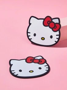 HELLO KITTY AND FRIENDS | SHEIN 1pc Cartoon Cat Graphic Cup Mat - White - View 3