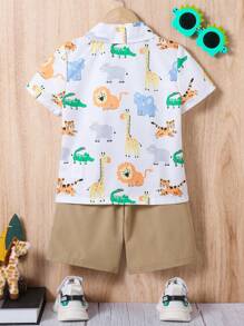 SHEIN 夏季年轻男童休闲舒适两件套学院风休闲装 - 彩色 - 查看 2