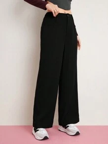 HELLO KITTY AND FRIENDS | SHEIN 女生卡通圖案斜口袋褲子 - 黑色 - 查看 4