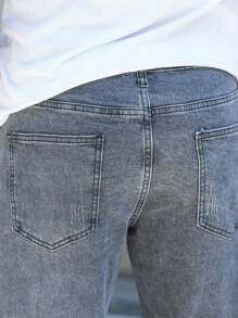 Men Cat Scratch Slim Straight Jeans - Grey - View 5