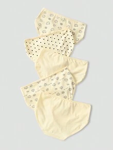 針對青少女,簡單可愛的食物熊印花設計,舒適白色彈性三角褲套裝 - 彩色 - 查看 2