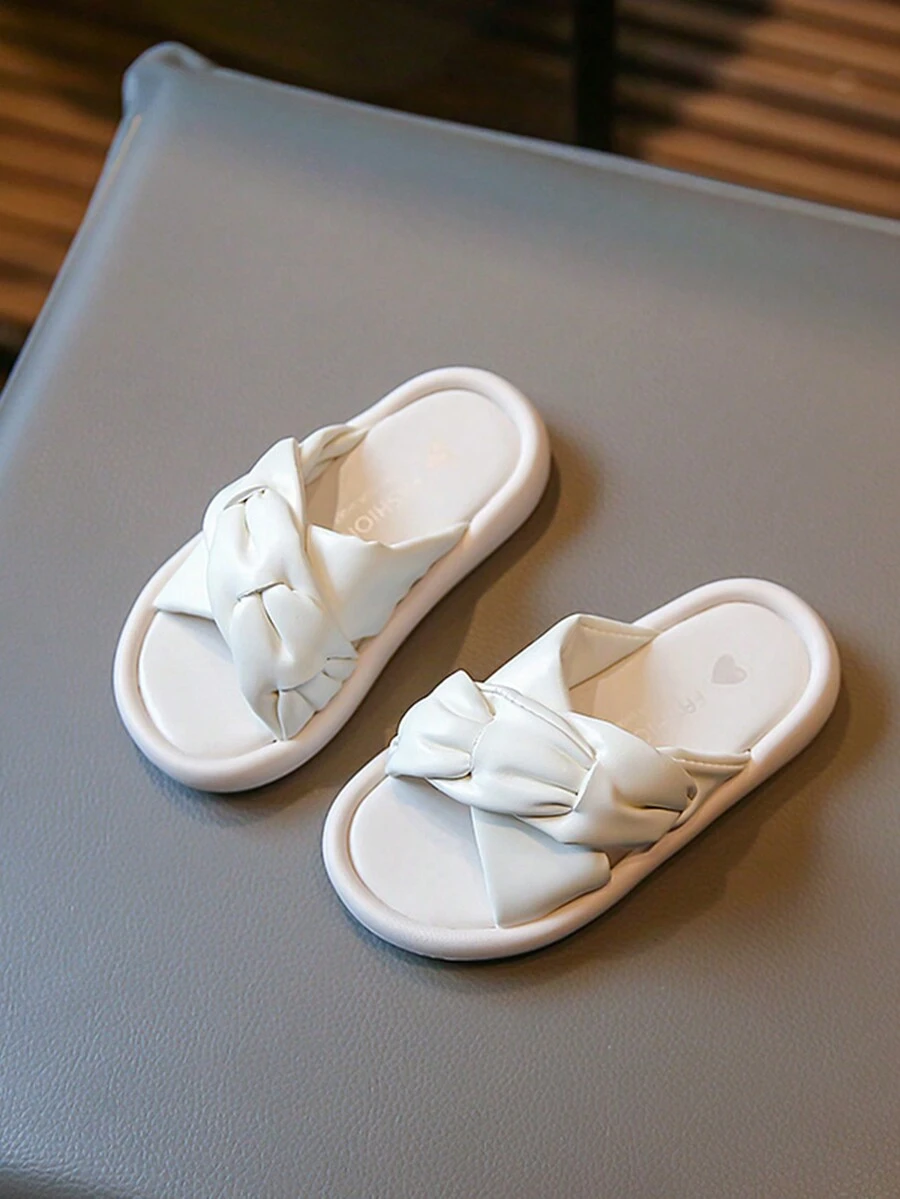 2024夏季新款女孩拖鞋,柔軟底部公主鞋,時尚,防滑,舒適,休閒兒童拖鞋 - 米色 - 查看 1