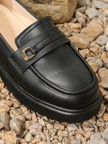 Mocasines Con Suela Gruesa Y Suave, Zapatos De Estilo Británico - Negro - Ver 4