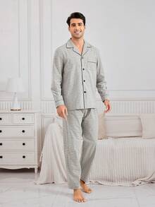 男士格紋睡衣套裝