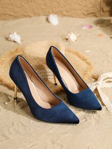 大尺碼女用高跟鞋春秋時尚尖頭細高跟鞋適合休閒、聚會、工作、購物場合 - 薄荷藍 - 查看 3