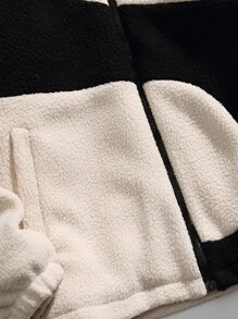 男士冬季加厚立領時尚夏爾巴夾克 - 白色 - 查看 6