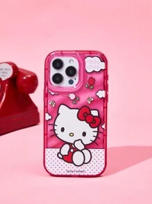 HELLO KITTY AND FRIENDS | SHEIN Pink Cat Print Phone Case, Compatible With IPhone - Rusty Rose - View 4