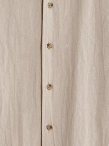 Manfinity Homme Men's Vacation Plain Solid Color Short Sleeve Shirt And Pants Suit - Khaki - View 3