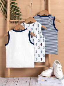 SHEIN Set Di 3 Canotte Semplici E Versatili Per Ragazzi Giovani - Multicolore - Visualizzare 2