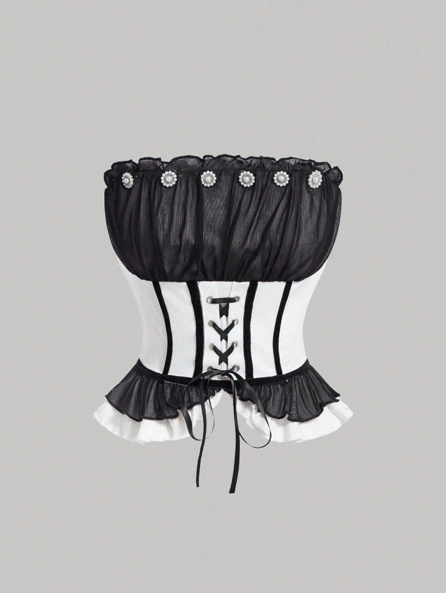 SHEIN MOD 女士色塊露肩上衣