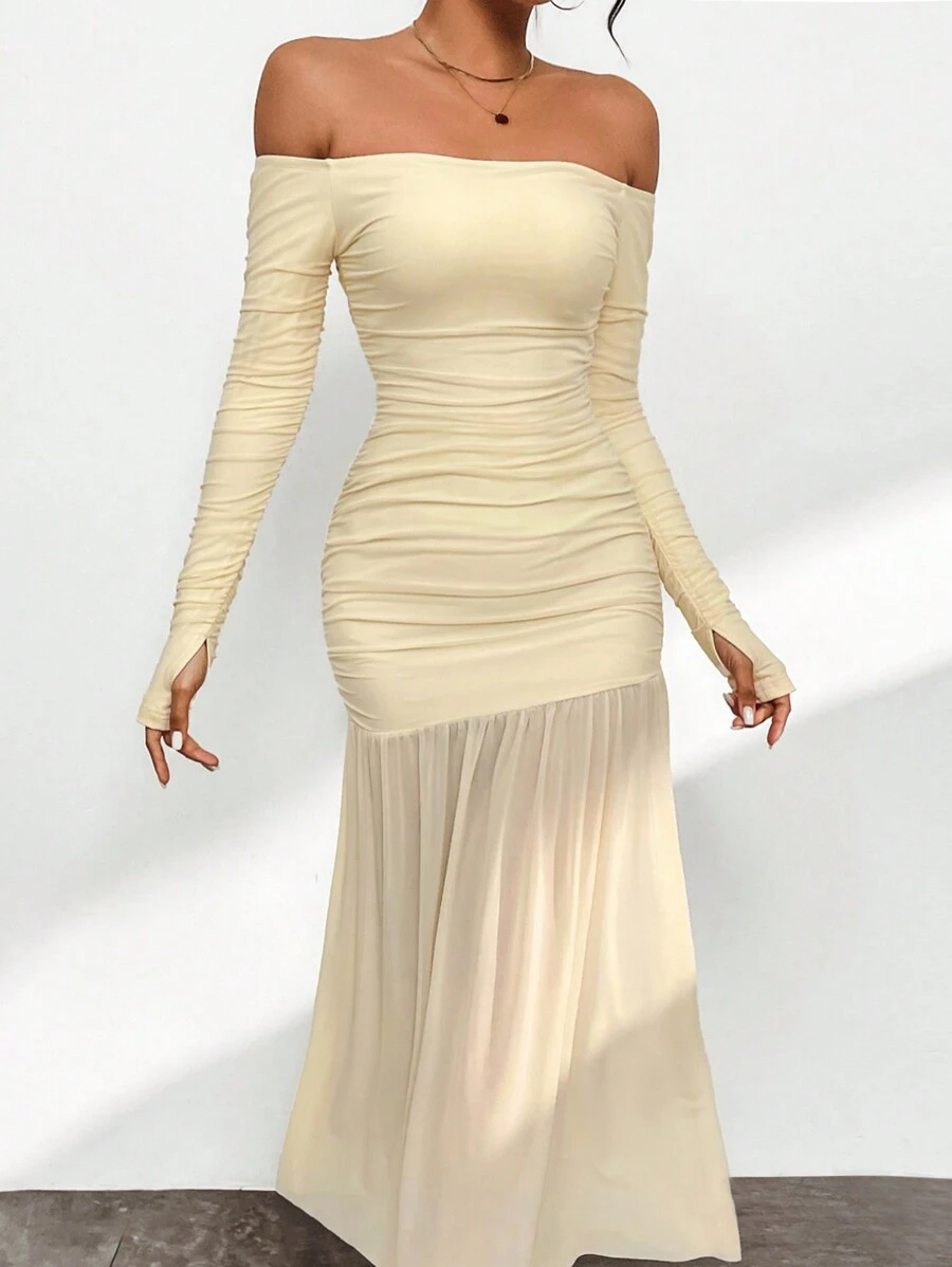 Firerie 女式露肩拇指孔收縮裙