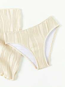 Bộ đồ bơi 3 món/bộ cho tuổi teen kèm phụ kiện vàng, Bộ đồ bơi thường ngày đi nghỉ dưỡng thời trang, Trang phục phù hợp cho mẹ và bé (3 bộ được bán riêng) - Màu be - Xem 5