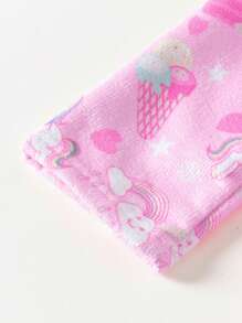 Young Girl Unicorn Printed Hooded Kimono With Drawstring Waist - Multicolor - View 3