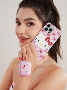 HELLO KITTY AND FRIENDS | SHEIN Pink Plaid Pattern Mobile Phone Case, Compatible With IPhone - Pink - View 9