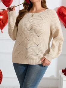 SHEIN LUNE Plus Size Solid Color Long Sleeve Sweater Pullover Knit Pullover Fall Winter Outfit