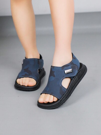New Arrival Kids' Spring Summer Athletic Sandals With Hook And Loop, Casual Fashionable Camouflage Beach Shoes
