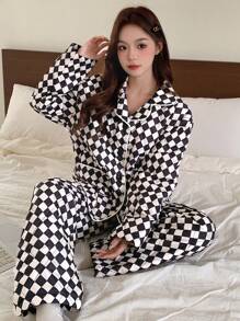 DAZY Thickened Quilted Home Clothing Set Fall,Winter Pajama - Brown - View 9