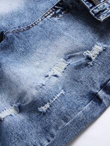 Manfinity LEGND Pantalones Cortos De Mezclilla Desgastados Para Hombre - Lavado ligero - Ver 5