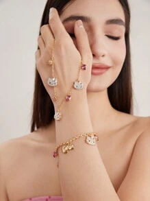 HELLO KITTY AND FRIENDS | SHEIN Alloy Pendant Necklace With Rhinestone, High-End Gold Tone - Multicolor - View 6