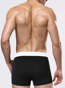 Men'S Color Blocking Low Waist Boxer Briefs - Black - View 2