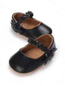 瑪莉珍風格女童防滑柔軟橡膠底pu鞋,適合春夏室內外運動,裝扮和公主服飾 - 黑色 - 查看 4