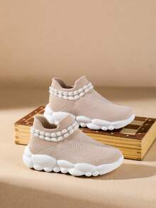 女童春夏款舒適時尚透氣輕便休閒運動鞋 - 粉色 - 查看 5