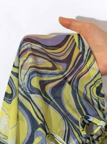 SHEIN Swim Women's Marble Pattern Cutout Bikini Set Carnival Summer Beach - Multicolor - View 8