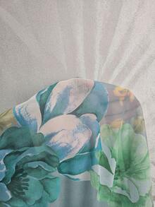 Women's Floral Printed Spaghetti Strap Homewear Dress - Green - View 7