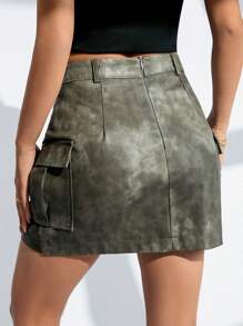 Chiquease Jupe Mini Pu Tie-dye Pour Femmes - Gris foncé - Voir 2