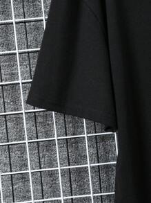Camiseta De Manga Corta Para Hombre Con Estampado De Notas Musicales - Negro - Ver 3