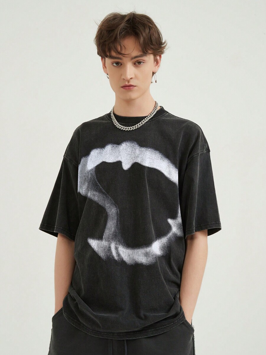 Men's Printed Washed TShirt SHEIN UK