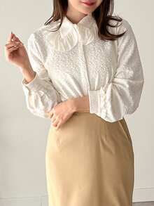 FRIFUL 女款長袖提花襯衫 - 白色 - 查看 5