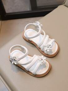 Novedades De Primavera De 2024 Sandalias Casuales Para Niñas Suave En Blanco Y Negro, Cómodas Para Niñas Pequeñas - Blanco - Ver 3