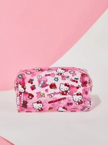 HELLO KITTY AND FRIENDS | SHEIN 1pc Cute Pink Semi-Transparent Cosmetics Bag - Pink - View 3