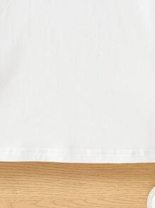 SHEIN 少女圓領短袖t恤,配有荷葉邊飾邊