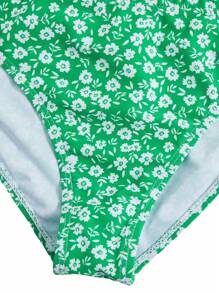 SHEIN Swim Summer Beach Ditsy Floral Print Bikini Set - Green - View 6