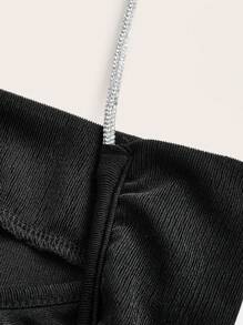 Firerie Dangling Rhinestone Detail Chain Shoulder Strap Tank Top - Black - View 6