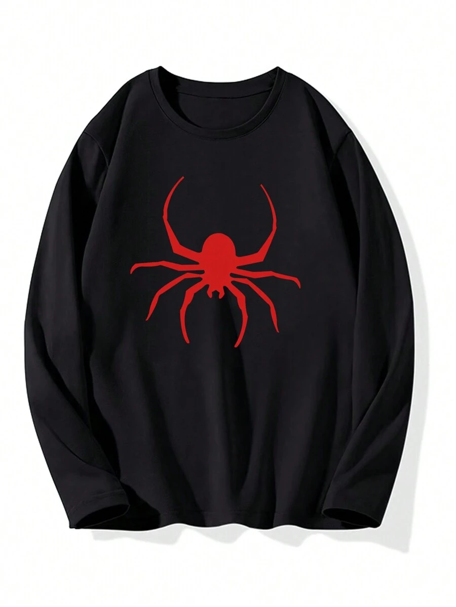 Camiseta con estampado de araña para hombres, para Halloween - Negro - Ver 1