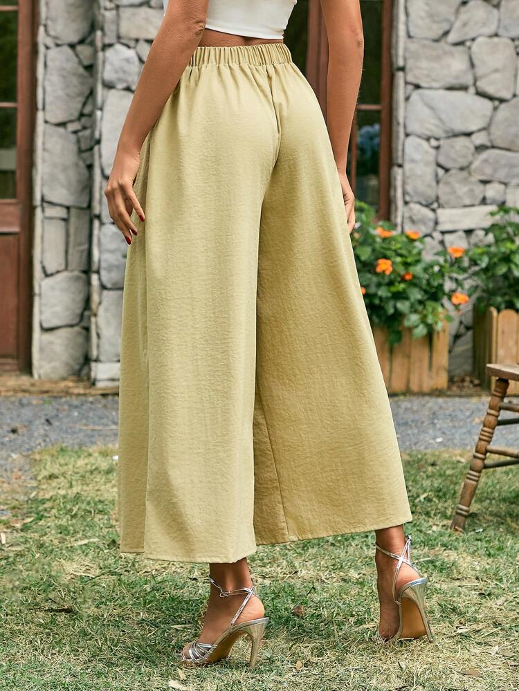 Women'S High Waist Wide Leg Pants With Slanted Pockets