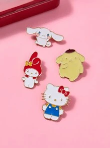 HELLO KITTY AND FRIENDS | SHEIN 4入組可愛卡通風格紀念禮物徽章胸針套裝 - 彩色 - 查看 1