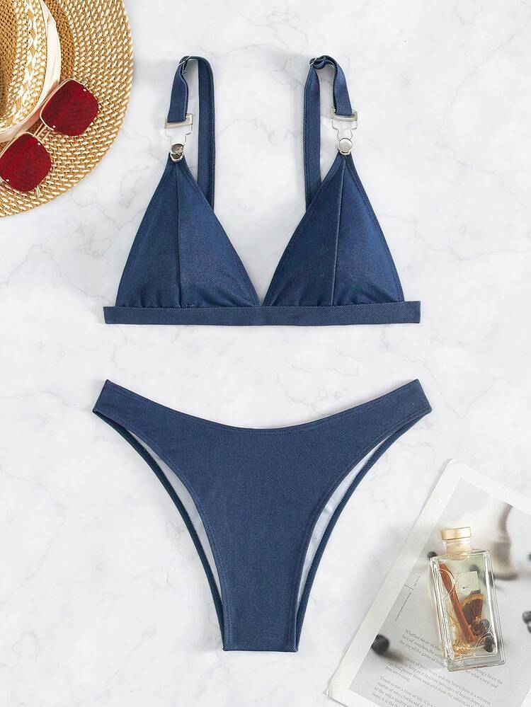 Women's Triangle Bikini Set With Shoulder Strap Carnival Summer