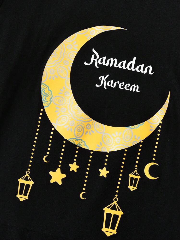 Men'S Moon Print Short Sleeve T-Shirt