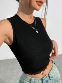 SHEIN EZwear Ladies' Tight-Fitting Tank Top - Black - View 2